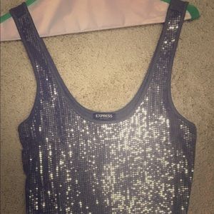 Sequin Gray tank top from Express